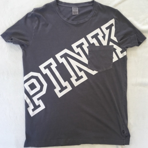PINK Victoria's Secret Tops - Victoria's Secret Pink Gray Campus Tee EUC